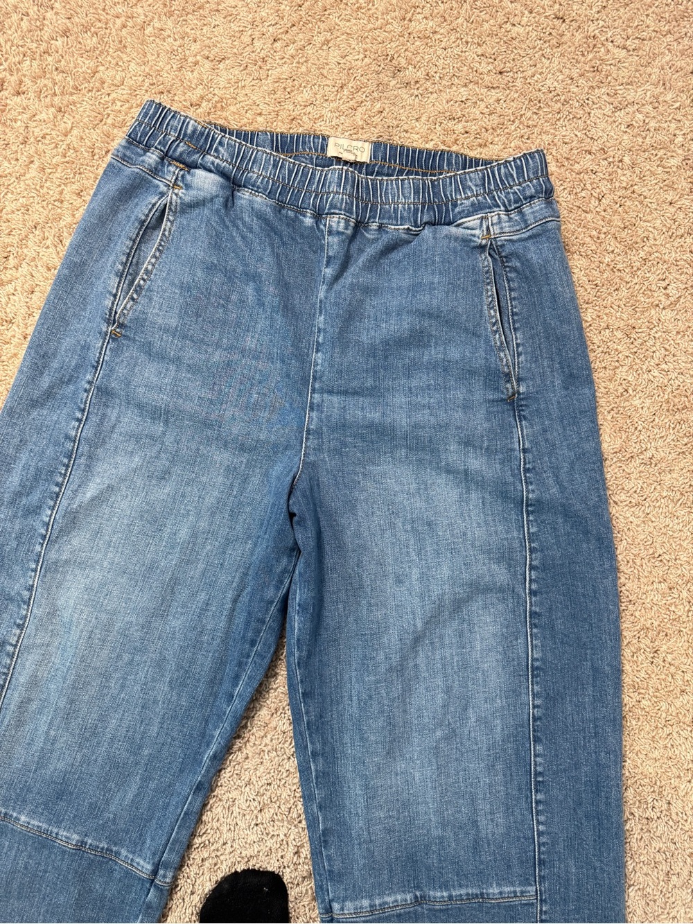Pilcro Anthropologie The Izzie Relaxed Barrel Pull-On Elastic Waist Jeans Size L - Picture 6 of 15